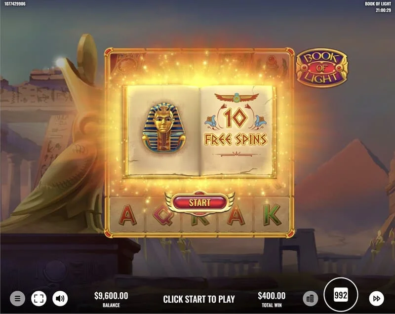 Book of Lights - Memulai Free Spins dan simbol yang meluas